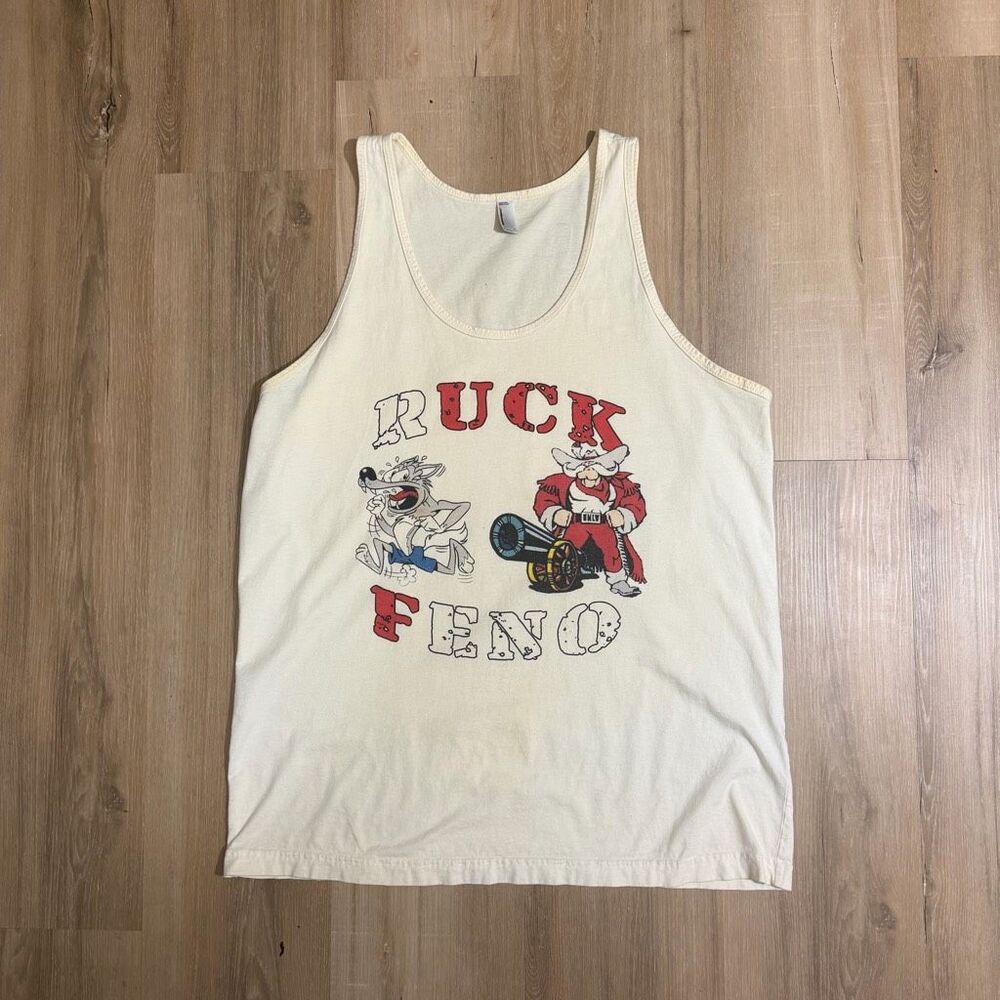 Vintage UNLV Ruck Feno Cream Tank Top College Rivalry Satire Shirt Sz L Y2K